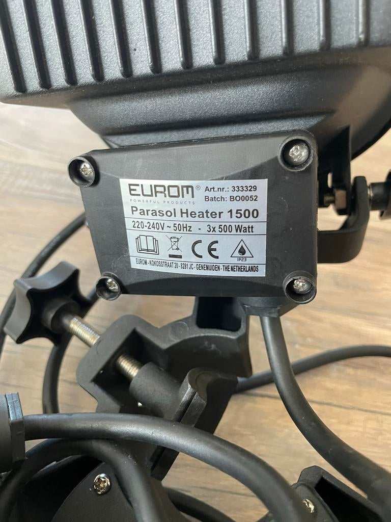 Eurom Parasol Heater 1500 - Elektrische Terrasverwarmer, Elektrisch, Gebruikt, Parasol, Ophalen of Verzenden