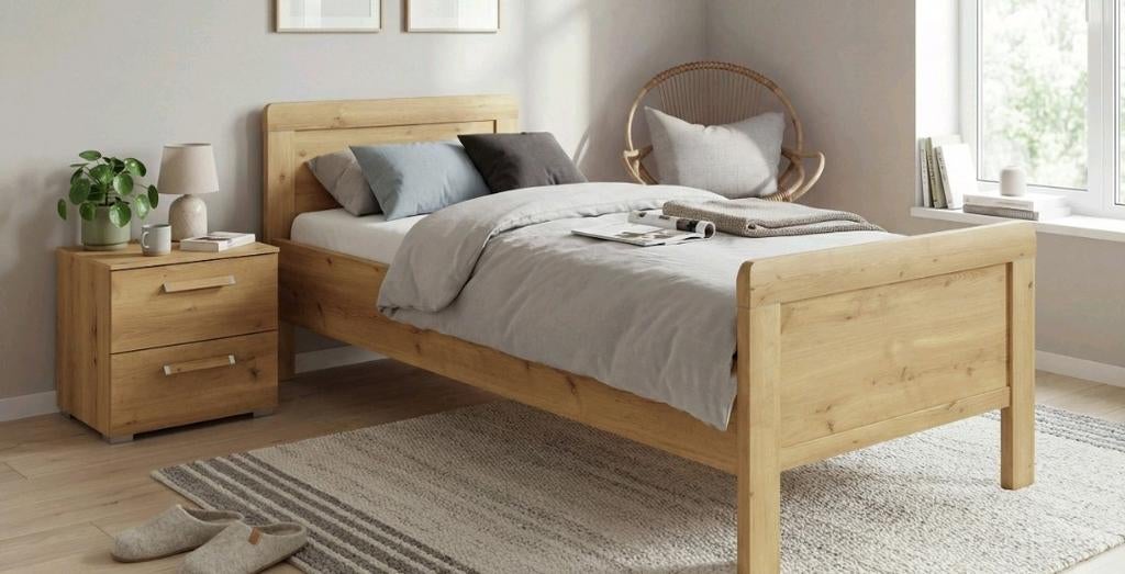 Seniorenbed ELBA 90x200 eiken incl. lattenbodem BOSSFLEX, Huis en Inrichting, Slaapkamer | Bedden, Ophalen, 90 cm, Eenpersoons