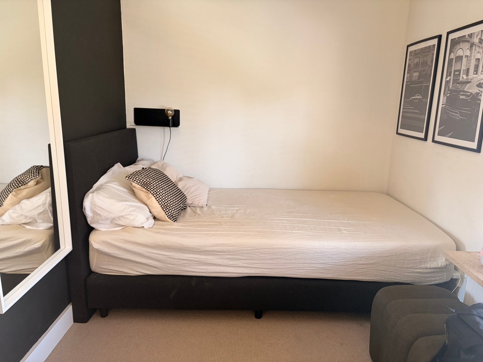 Zwarte boxspring eenpersoons 100/ 210, Ophalen, Eenpersoons, Zo goed als nieuw, 120 cm