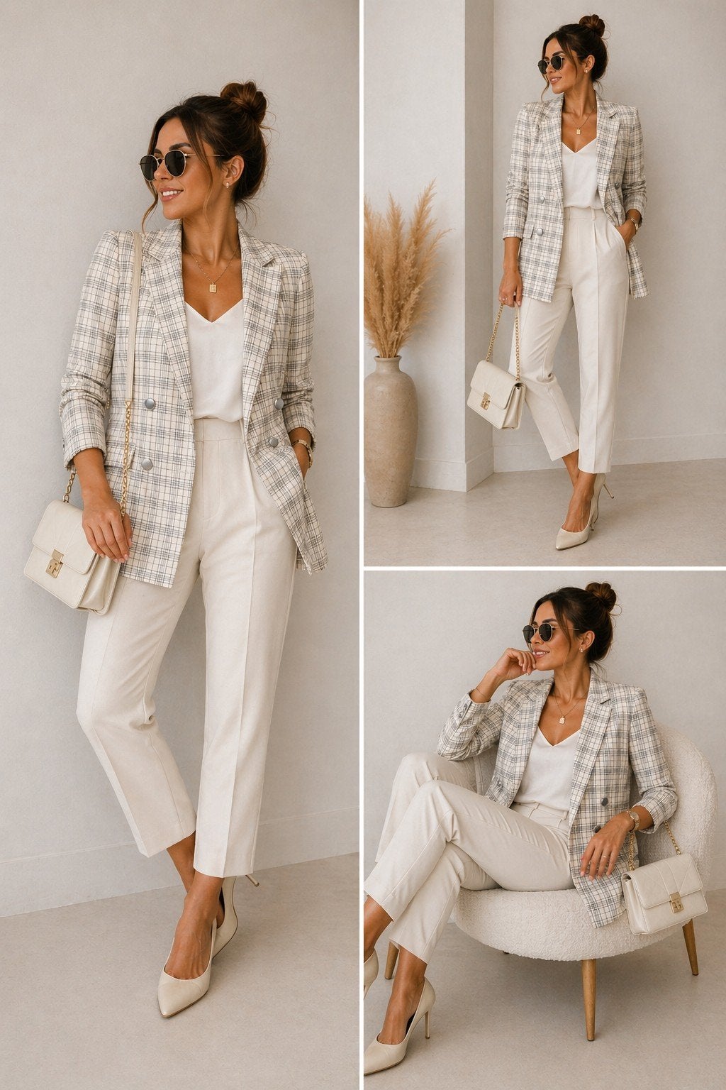 Beige Stradivarius geruite blazer maat xs, Beige, Onbekend, Ophalen of Verzenden, Zo goed als nieuw