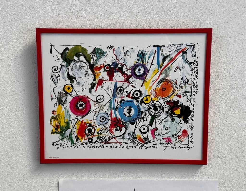 Set van 3 Abstracte kunstwerken in lijst – Jean Tinguely, Ophalen of Verzenden