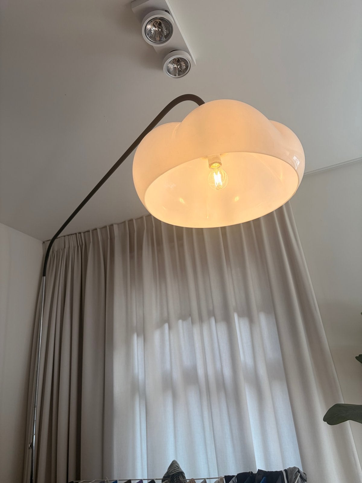1970s vintage Arc Floor Lamp, Ophalen, E27 (groot), 150 tot 200 cm, Glas