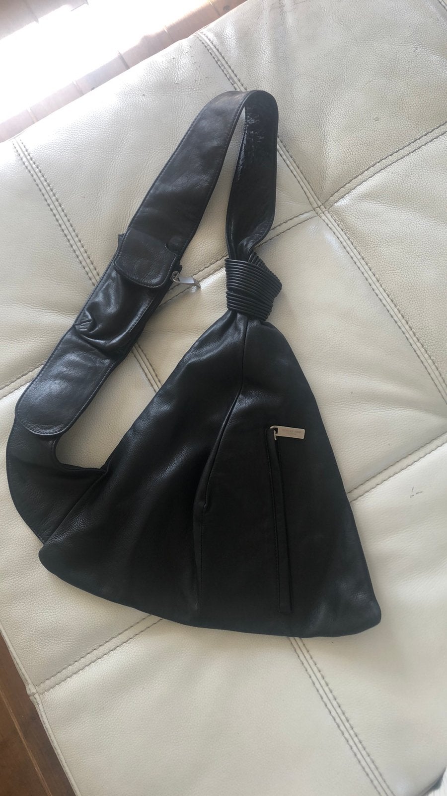 Renato Angi Venezia zwarte lederen schoudertas tas handtas, Overige merken, Zwart, Ophalen of Verzenden, Zo goed als nieuw