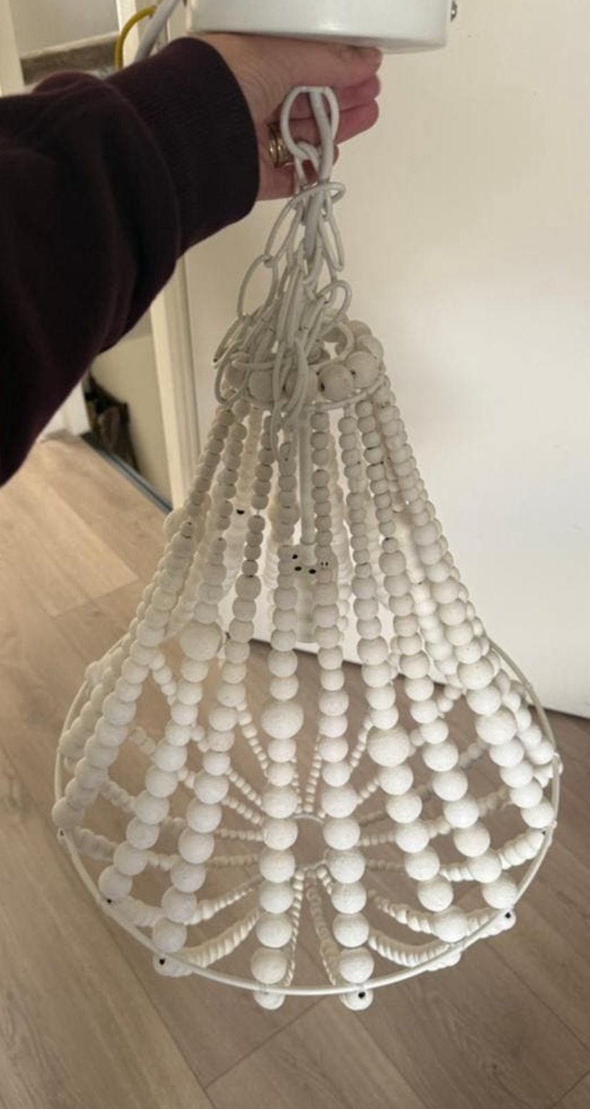 Witte kralen hanglamp Lois, Ophalen of Verzenden