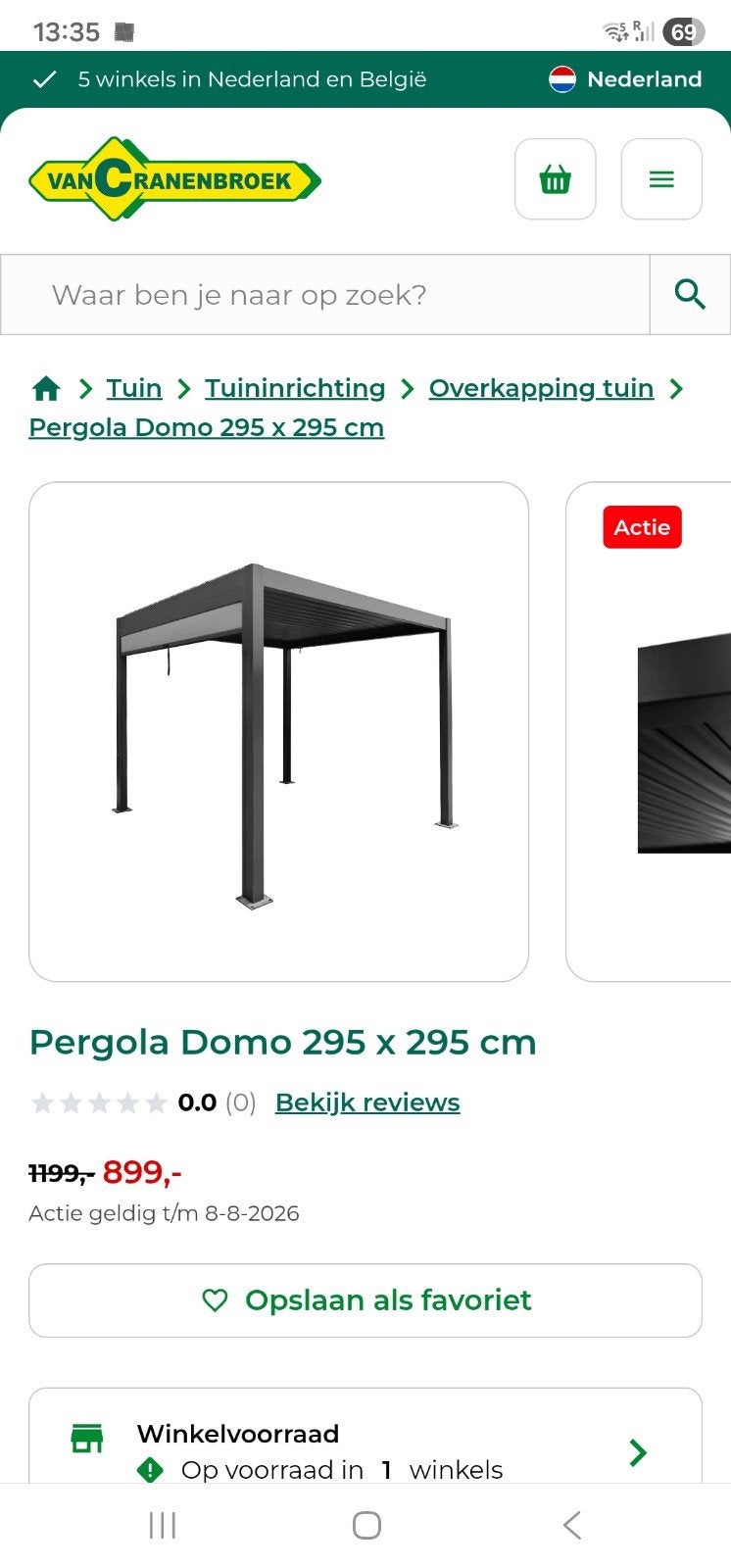 Pergola Domo 295x295 cm Antraciet - Nieuw in doos, Tuin en Terras, Overkappingen, Ophalen, Nieuw, Tuinpaviljoen