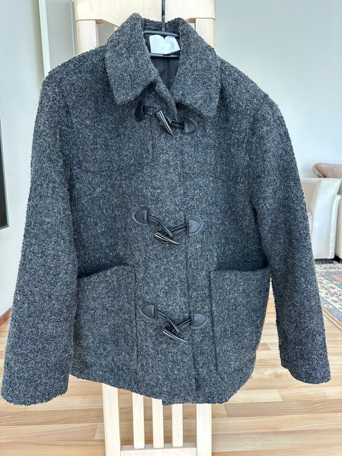 Donkergrijze Dames Winterjas met Gemêleerde Stof, Kleding | Dames, Ophalen of Verzenden, Zo goed als nieuw, Jasje, Maat 36 (S)