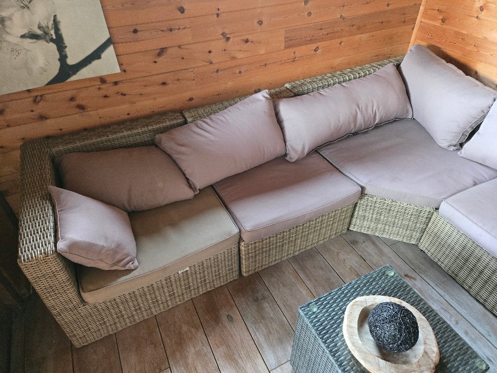 Loungeset zo goed als NIEUW, Ophalen, Rotan, Bank, Zo goed als nieuw