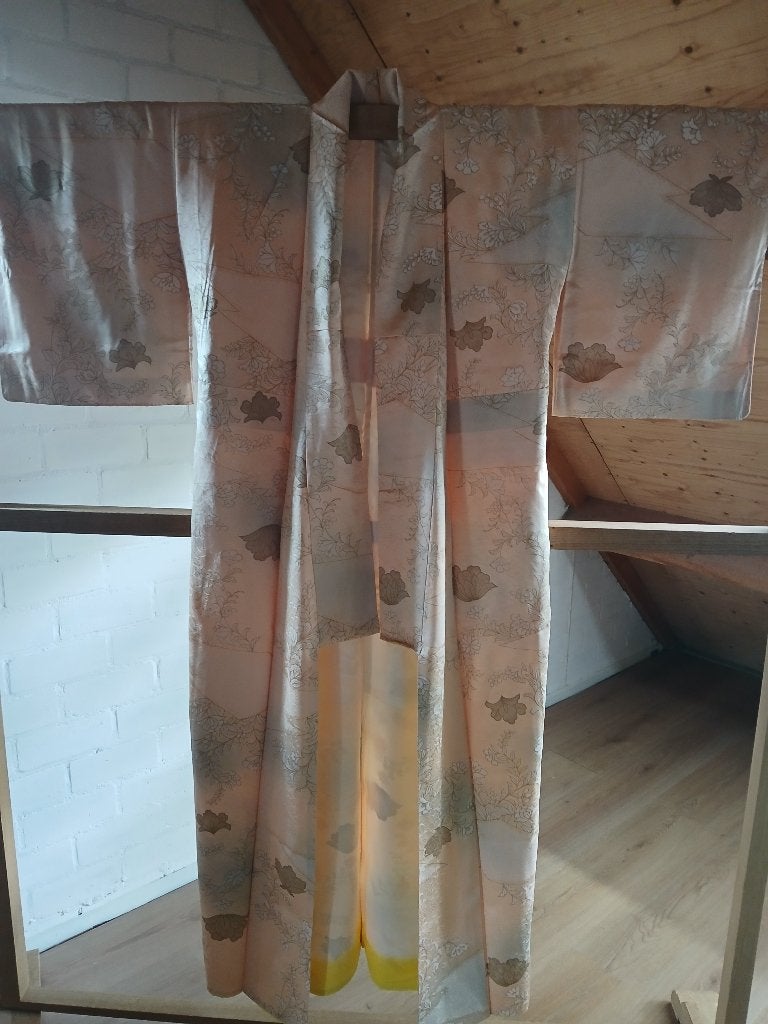 Traditionele Japanse Kimono gele cream yellow, Ophalen of Verzenden
