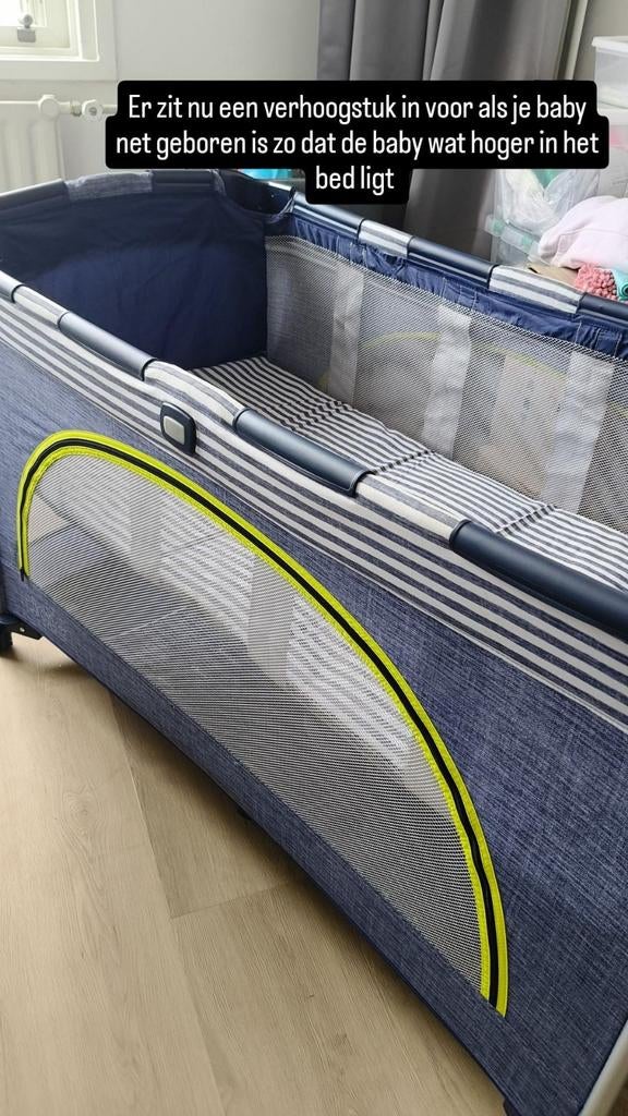 Campingbedje / Meegroei campingbedje met verhoging, Ophalen of Verzenden, Zo goed als nieuw, 140 tot 160 cm, 70 tot 85 cm