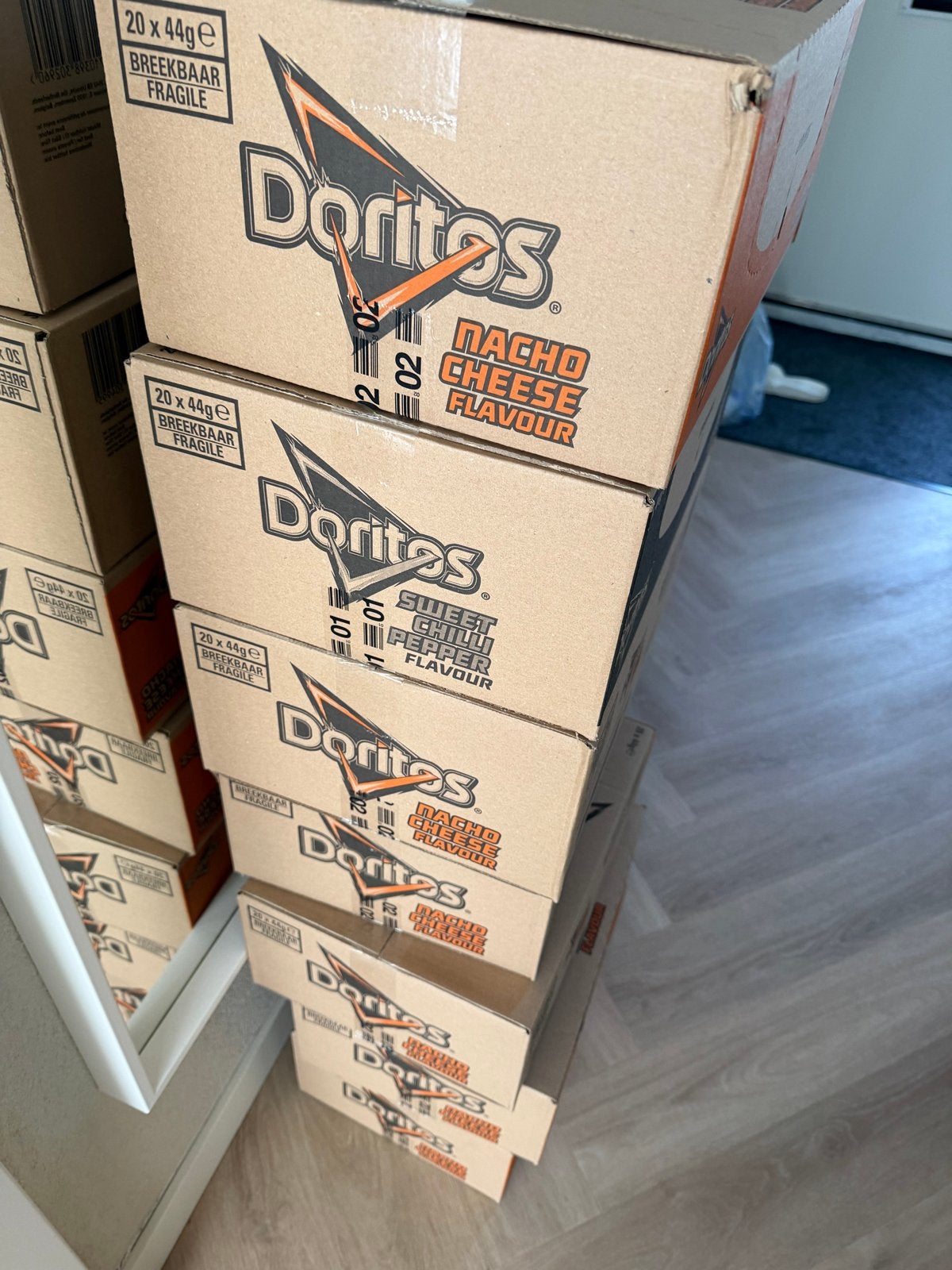 Doritos nacho cheese/sweet chili pepper 22x40g, Ophalen
