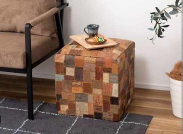Stoere spijkerbroeken merken Poef / Side table leder merken, Ophalen of Verzenden, Zo goed als nieuw, Rechthoekig, Minder dan 50 cm