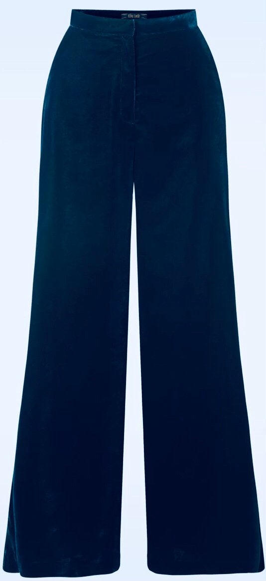 King Louie Peppa Gamine Velvet Pantalon d-blauw, maat 38, Kleding | Dames, Broeken en Pantalons, Maat 38/40 (M), Blauw, Ophalen of Verzenden