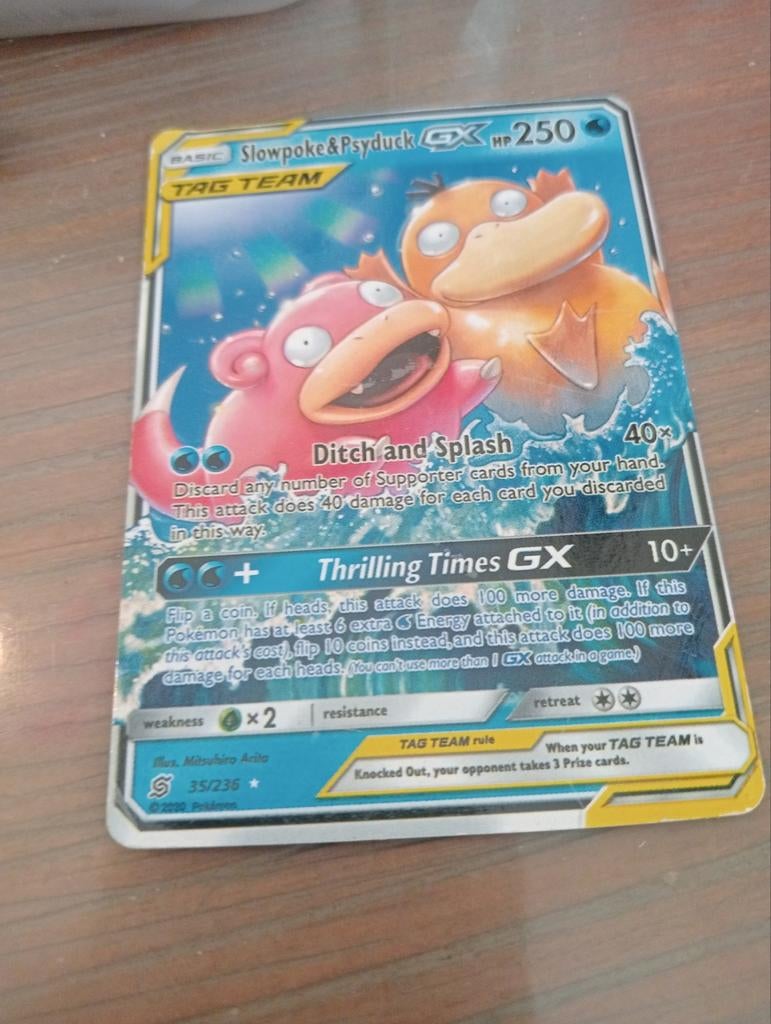 Pokémon Kaart: Slowpoke & Psyduck GX TAG TEAM (35/236), Ophalen, Zo goed als nieuw, Losse kaart