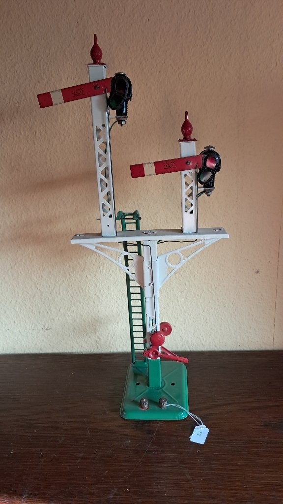 Spoor 0 hornby junction dubbele seinpaal 1934-41 elektrisch, Ophalen of Verzenden