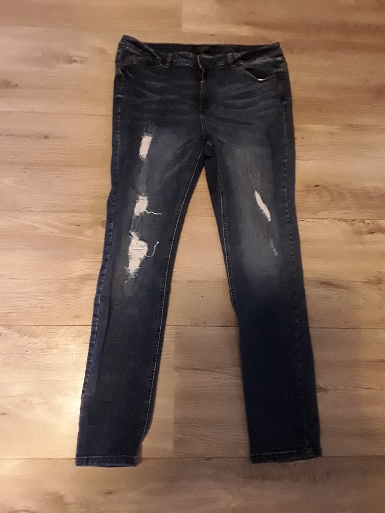 Violeta By Mango Donkere Ripped Spijkerbroek Maat 48, Mango, Blauw, Overige jeansmaten, Ophalen of Verzenden