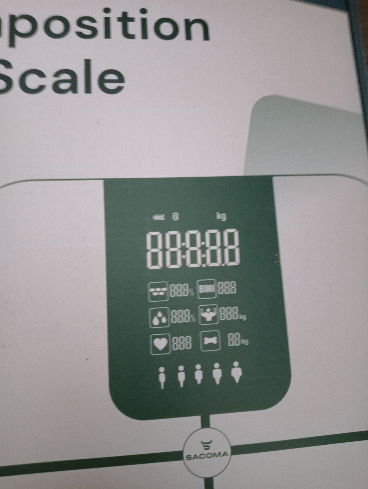 Sacoma Smart Body Composition Scale - Personenweegschaal, 100 kg of meer, Ophalen of Verzenden, Personenweegschaal, Fijner dan 1 gram