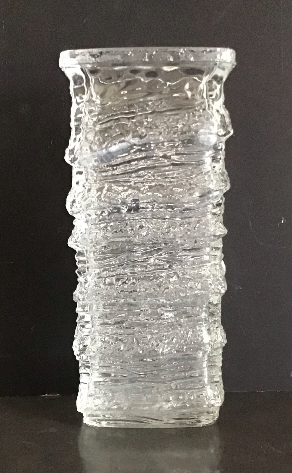 Mid-century IJsglas Vaas - 20 cm hoog van Oberglas., Antiek en Kunst, Ophalen of Verzenden