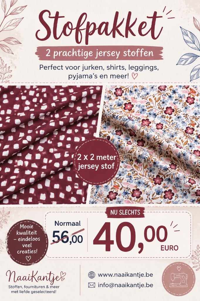 PROMO : Stofpakket jersey 2 x 2 meter, Hobby en Vrije tijd, Overige kleuren, 120 cm of meer, Ophalen of Verzenden, Katoen
