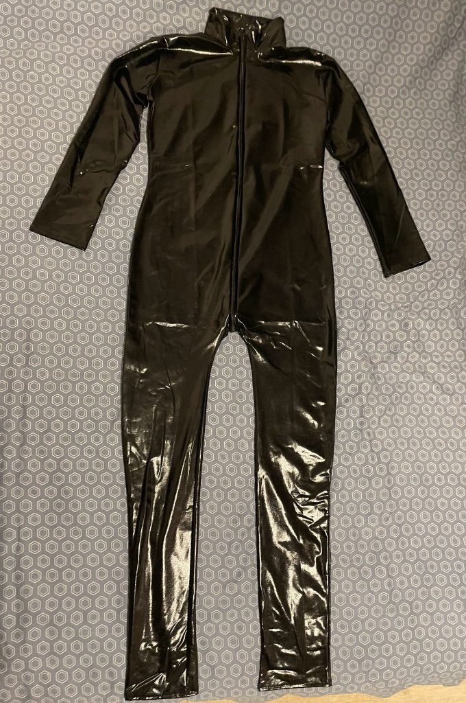 Zwart glanzend jumpsuit/catsuit L 42, Onbekend, Ophalen of Verzenden, Nieuw