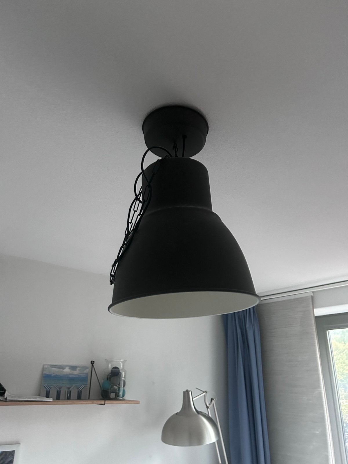 IKEA Hektar hanglamp donkergrijs 38 cm, Huis en Inrichting, Ophalen of Verzenden, Zo goed als nieuw, Metaal, E27 (groot)