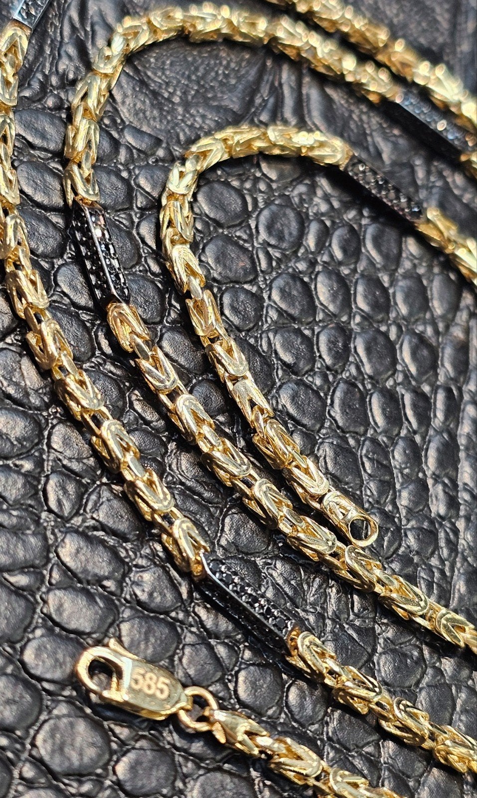 Mooie 14k gouden Koningsketting met onyx steen