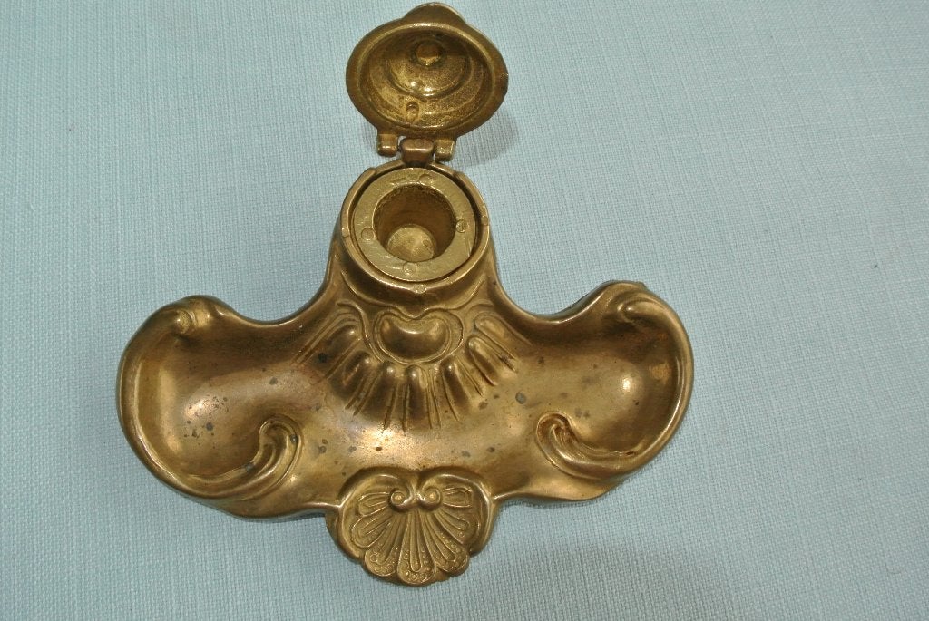 Antieke bronzen inktpot, Ophalen of Verzenden