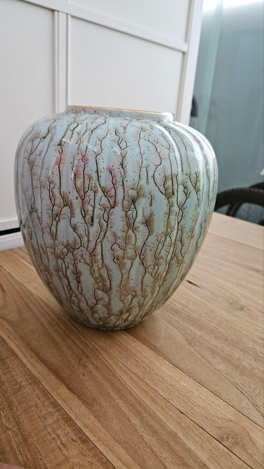 Decoratieve vaas met uniek craquelé patroon - beschadigd, Ophalen of Verzenden
