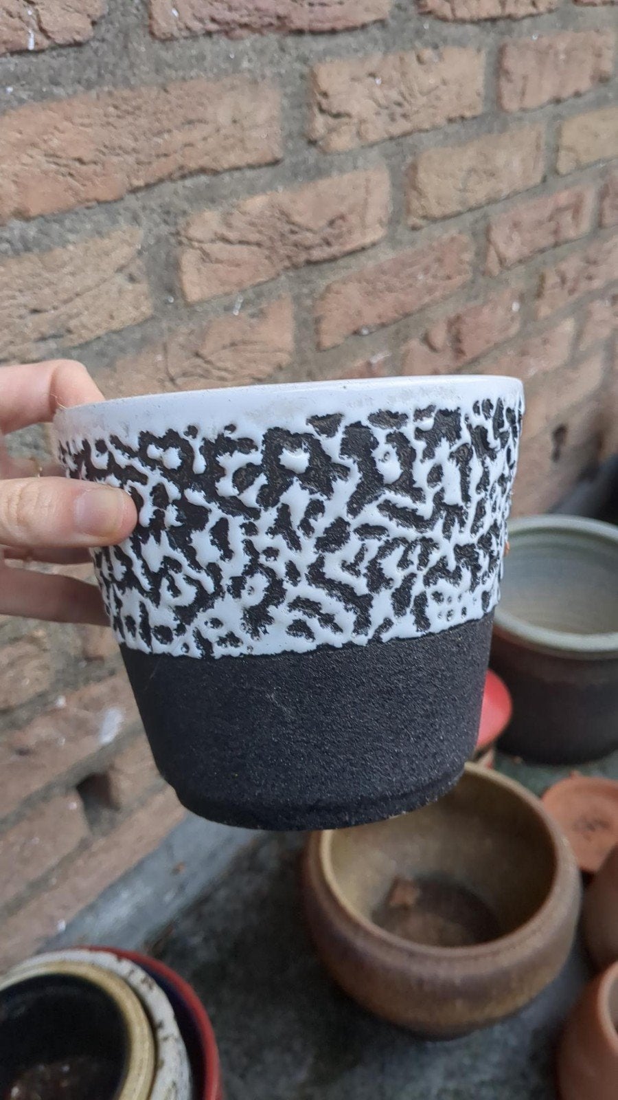 Fat lava plantenpot jaren 60, Ophalen, Rond, Aardewerk, Minder dan 40 cm