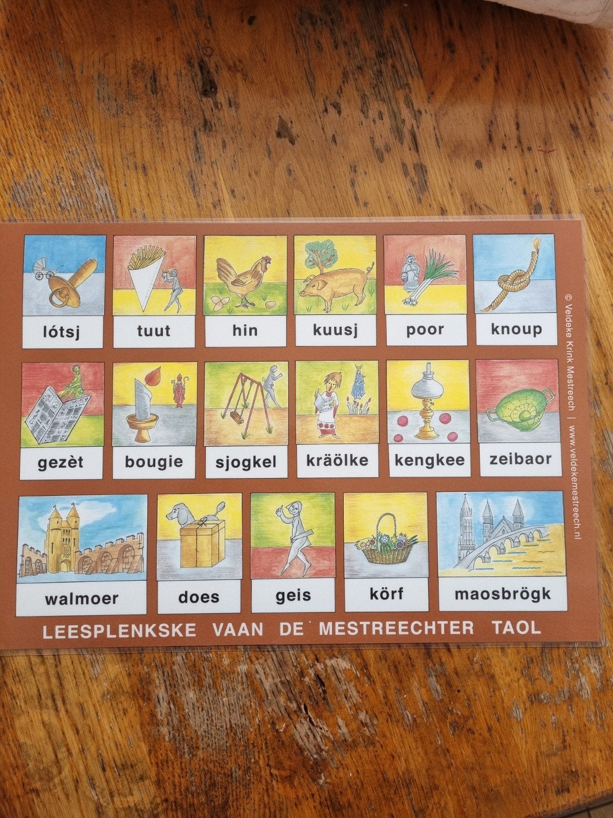 Leesplankske vaan de Mestreechter Taol, Antiek en Kunst, Antiek | Schoolplaten, Ophalen of Verzenden