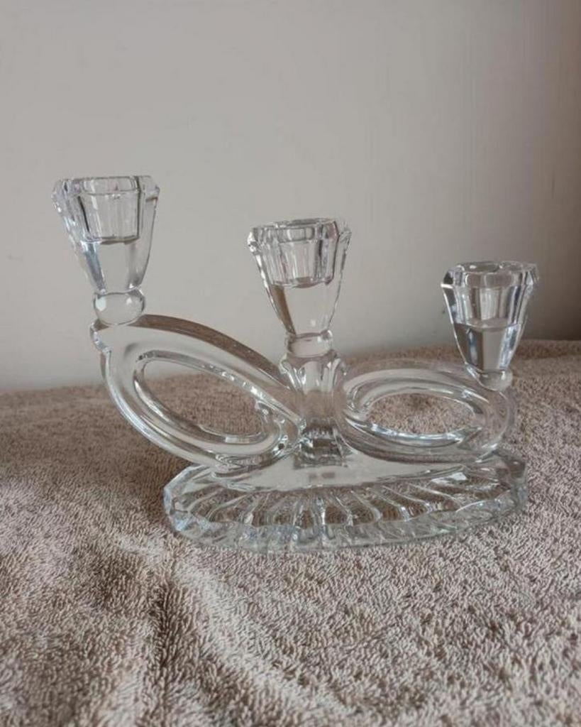 Asymmetrische kandelaar. Pools design kristal, jaren '70, Ophalen of Verzenden, Zo goed als nieuw, Overige materialen, Minder dan 25 cm
