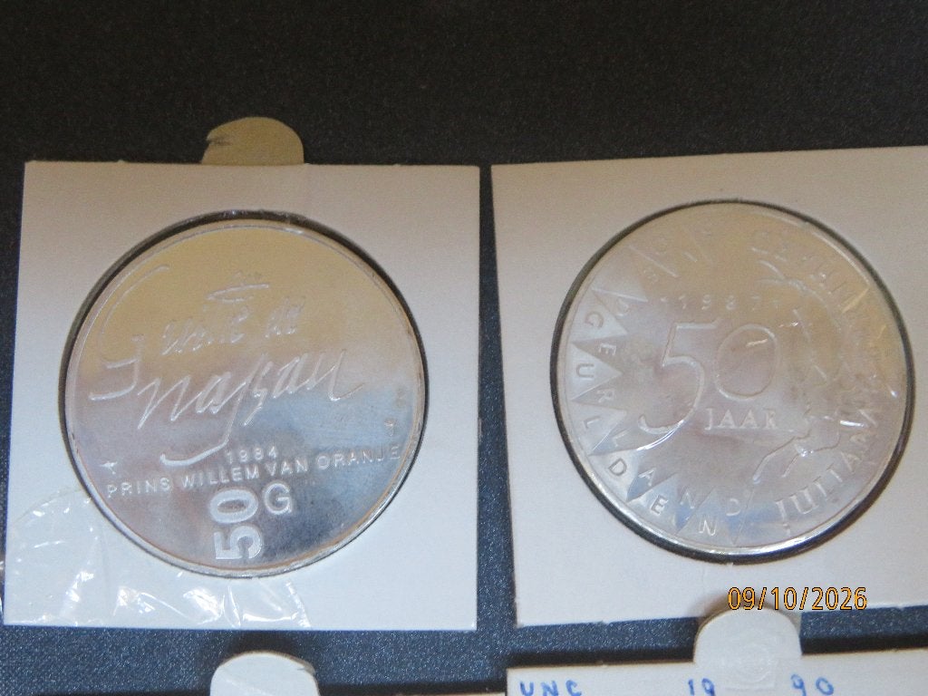 No.277-Beatrix 8x 50,00 Gld. 1984-1995-zilver munten nieuw, Setje, Koningin Beatrix, Zilver, Ophalen of Verzenden