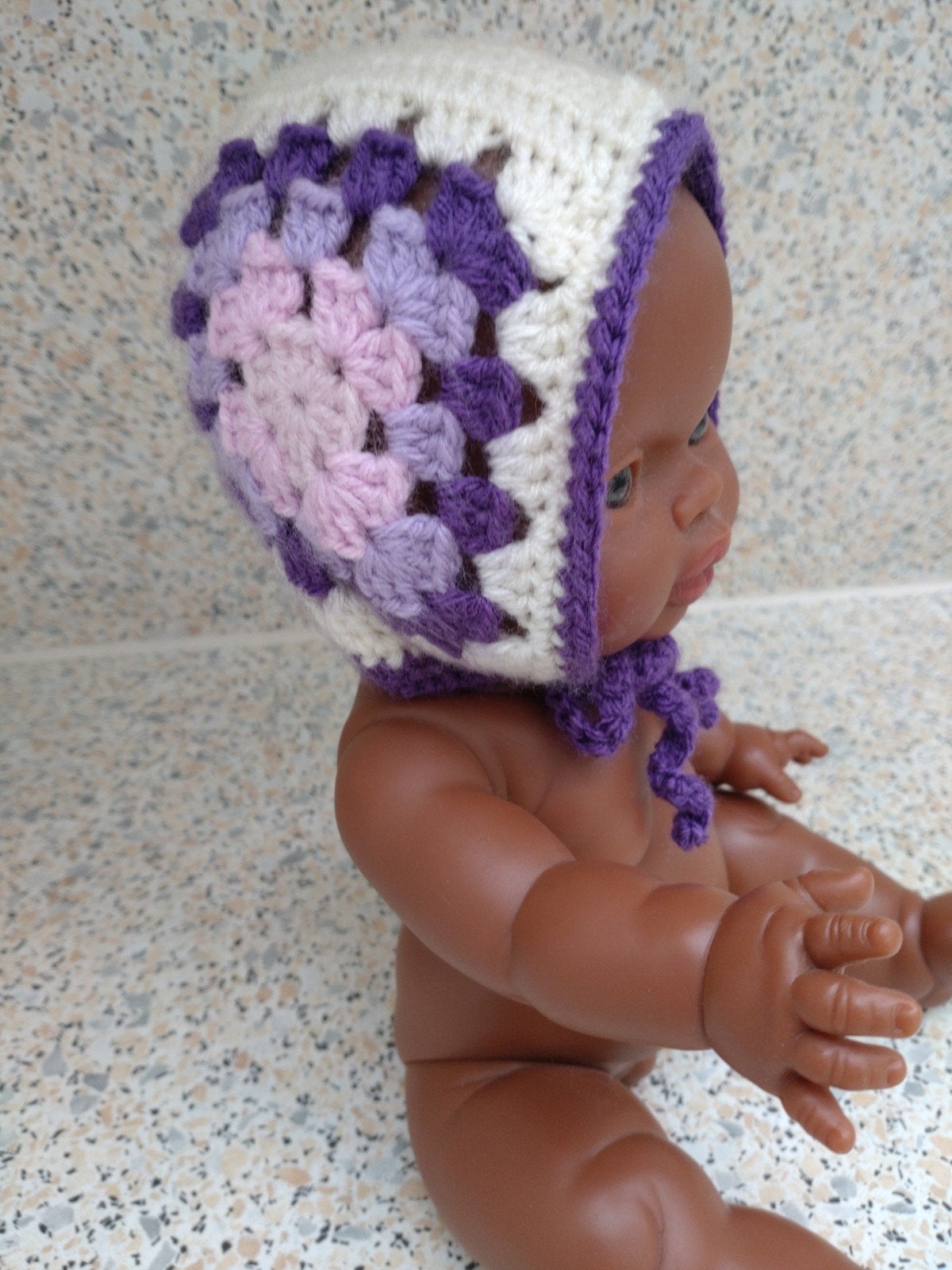 Mutsje granny square paarstinten, Ophalen of Verzenden, Nieuw, Babypop