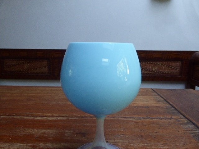 Vintage opaline kelk in blauw, Ophalen of Verzenden