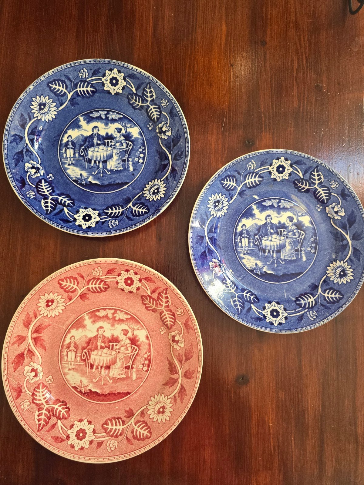 Vintage Maastricht 'Tea Drinker' borden (3 stuks), Antiek en Kunst, Ophalen of Verzenden