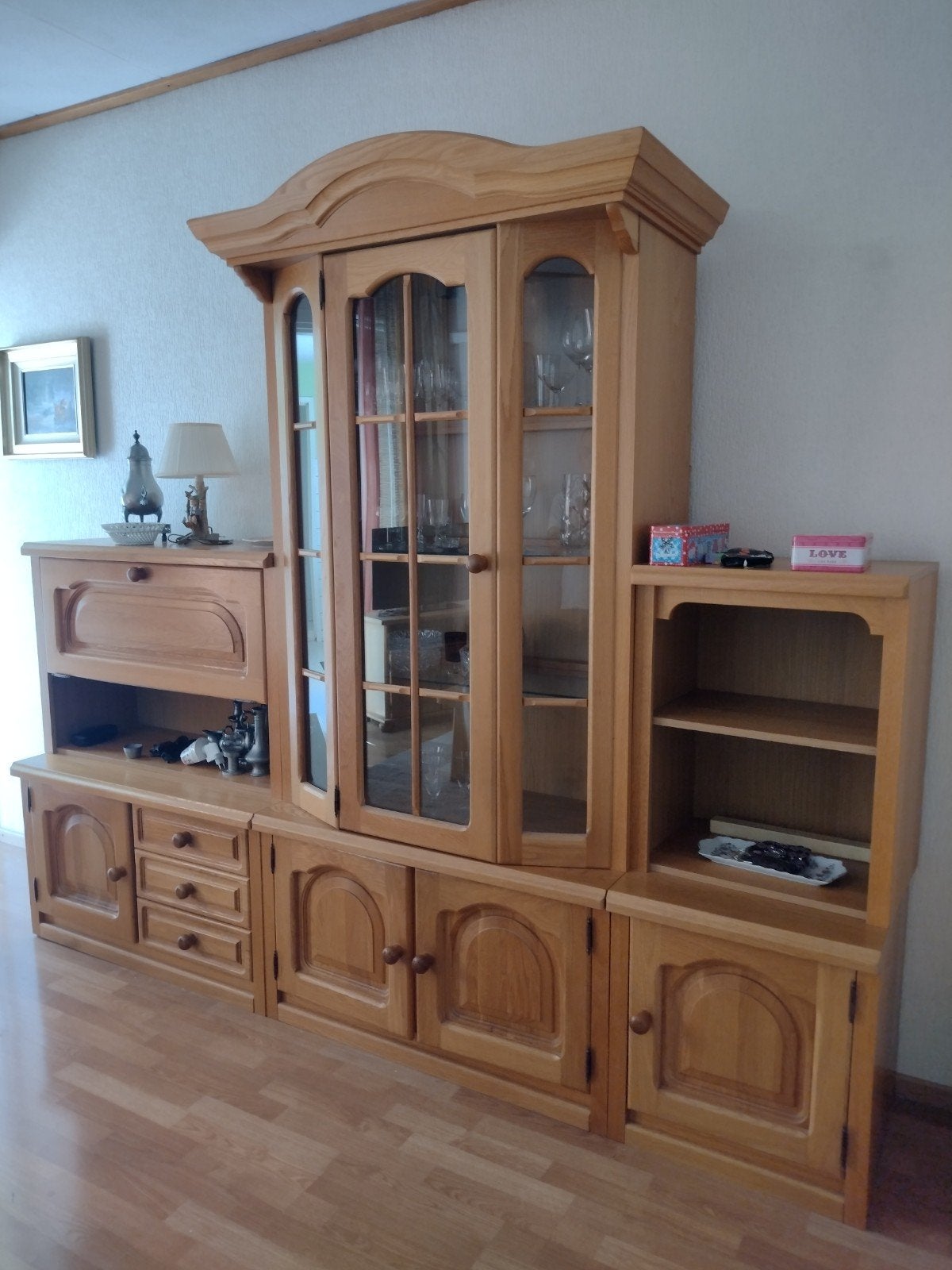complete wandkast met vitrine losse modules, Ophalen, 25 tot 50 cm, 200 cm of meer
