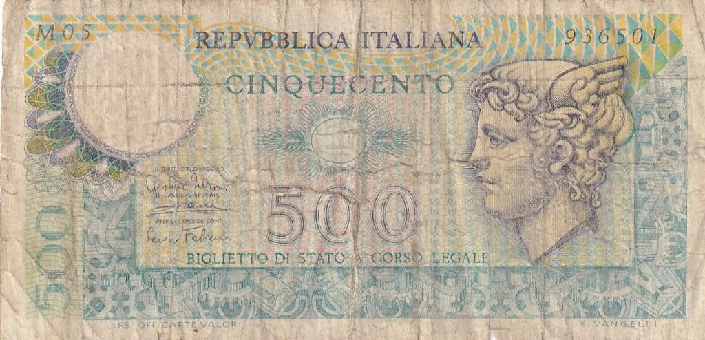 Italië 500 lire 14-2-1974, Postzegels en Munten, Bankbiljetten | Europa | Niet-Eurobiljetten, Verzenden, Italië, Los biljet