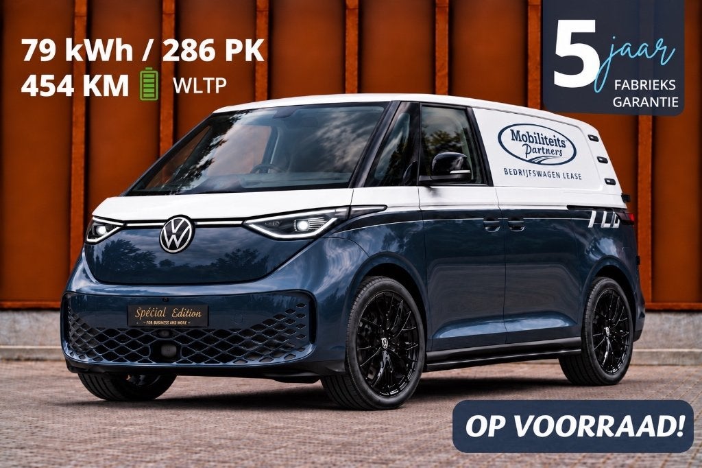 Volkswagen ID. Buzz Cargo LONG RANGE Special ed 2x Schuifdr, Auto's, Automaat, Zwart, Met garantie (alle), 286 pk