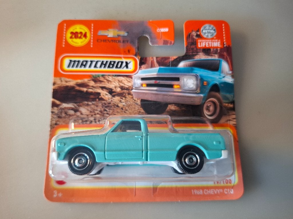 Matchbox 19 - 1968 Chevy C10 Pickup [blauw] 1/64 MIB, Ophalen of Verzenden, Nieuw, Auto