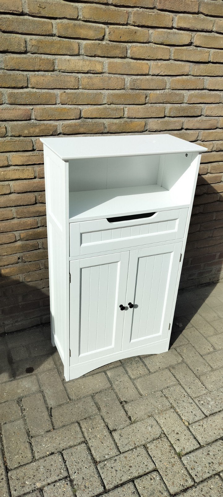 Witte badkamerkast met lade en deurtjes - 108x60x30 cm, Ophalen, Gebruikt