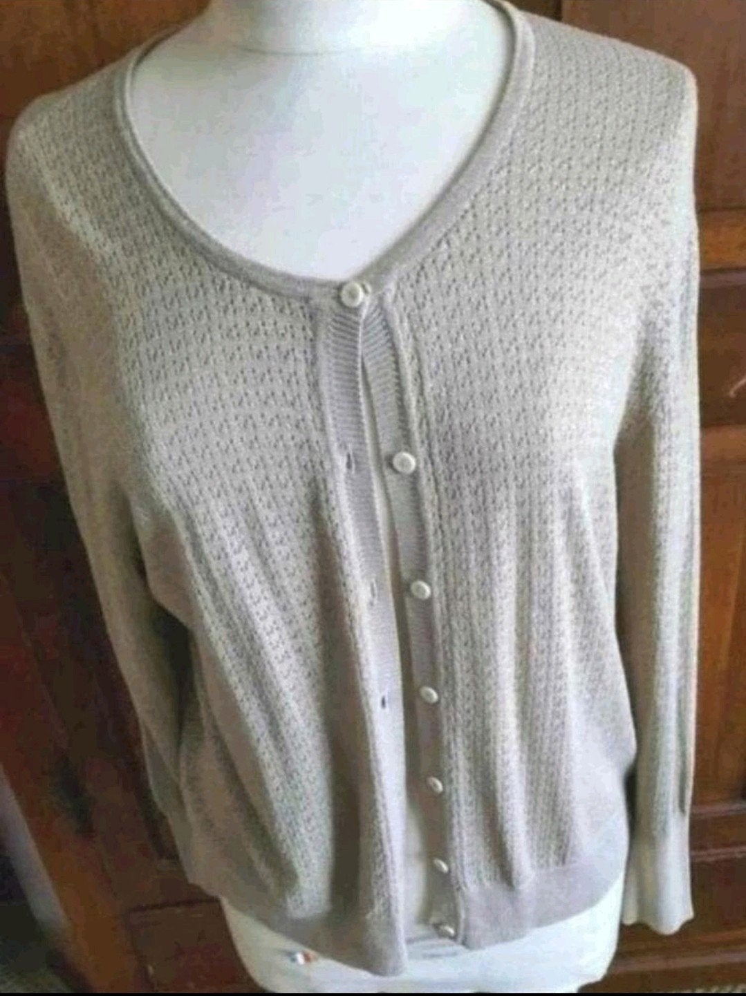 Zandkleurig ajour vestje van La Fee Maraboutee L 42-44, La Fee Maraboutee, Verzenden, Beige, Maat 42/44 (L)