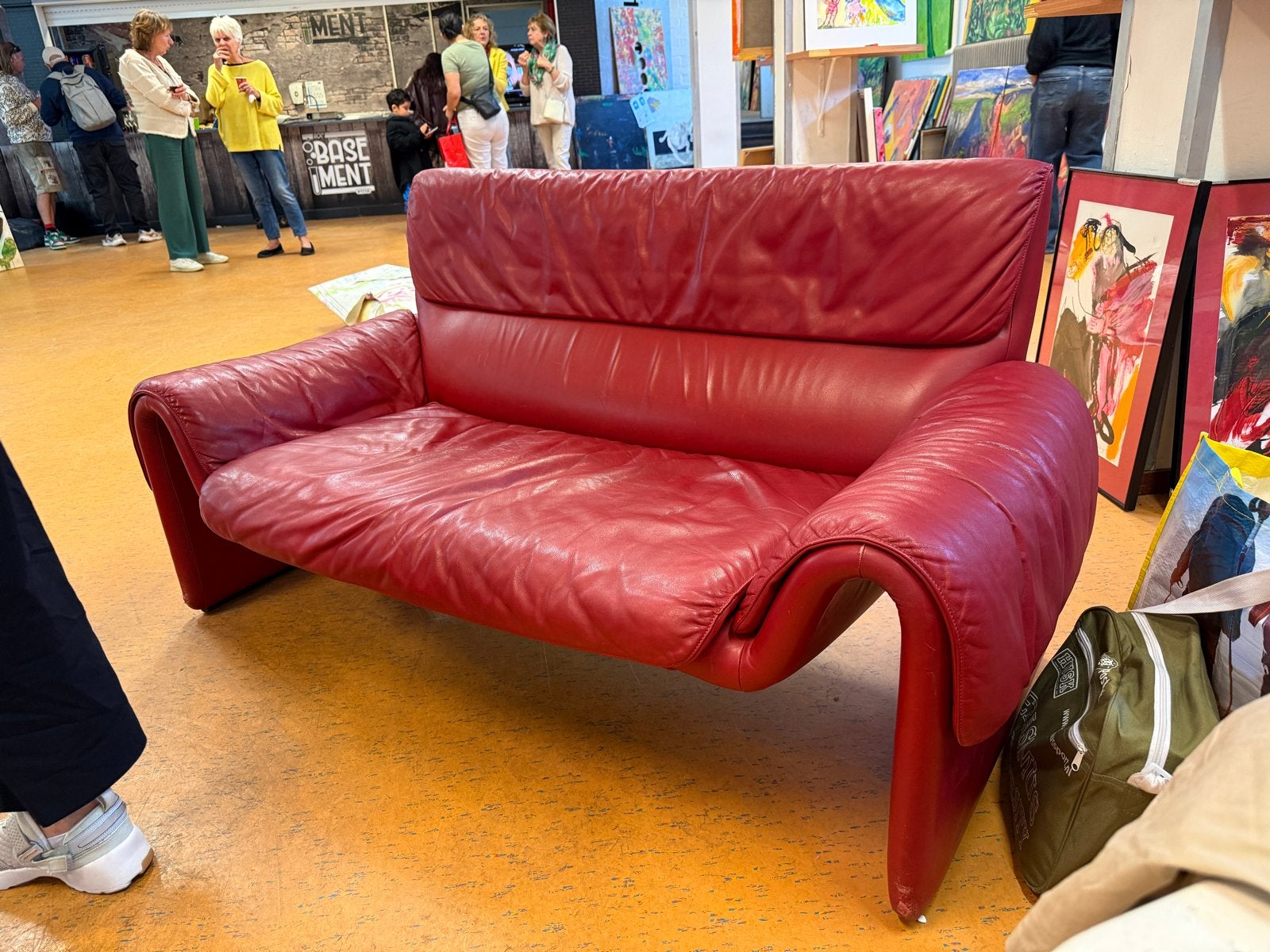 Sede DS 2011 Design Sofa - Rood Leer, Gebruikt, Driepersoons, Ophalen of Verzenden, Rechte bank