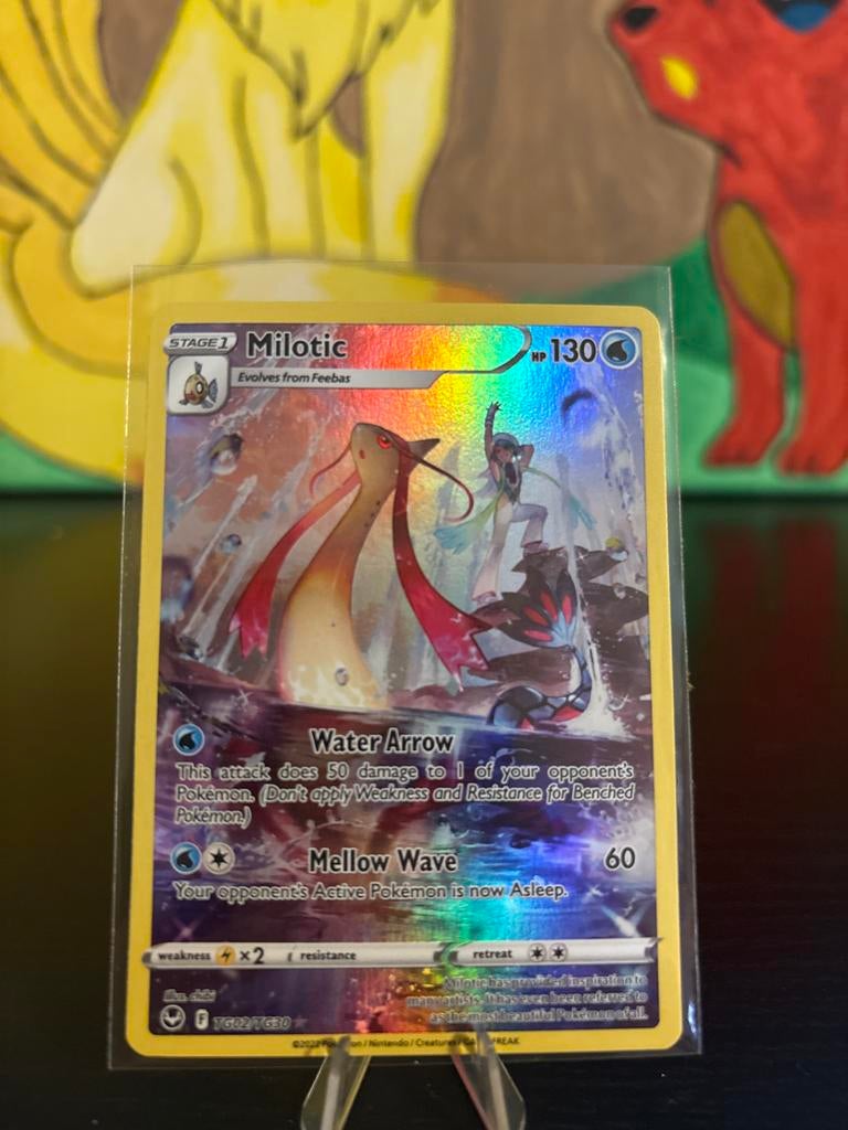 Silver Tempest Trainer Gallery Milotic Pokémon Kaart, Ophalen of Verzenden, Zo goed als nieuw, Losse kaart, Foil