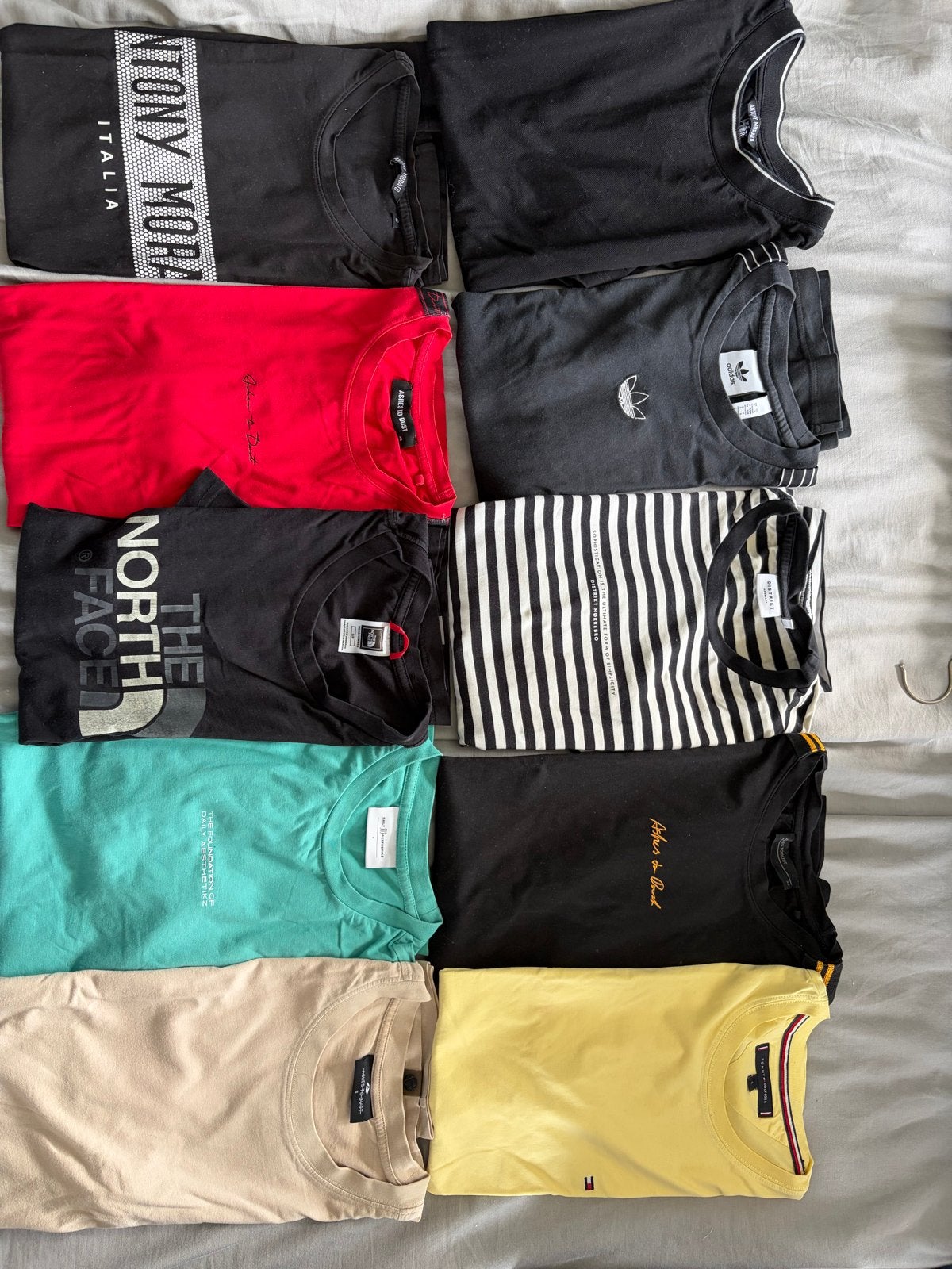 10 T-shirts: maat S Adidas, The North Face, Tommy Hilfiger, Ophalen of Verzenden, Gedragen, Maat 46 (S) of kleiner, Meerkleurig