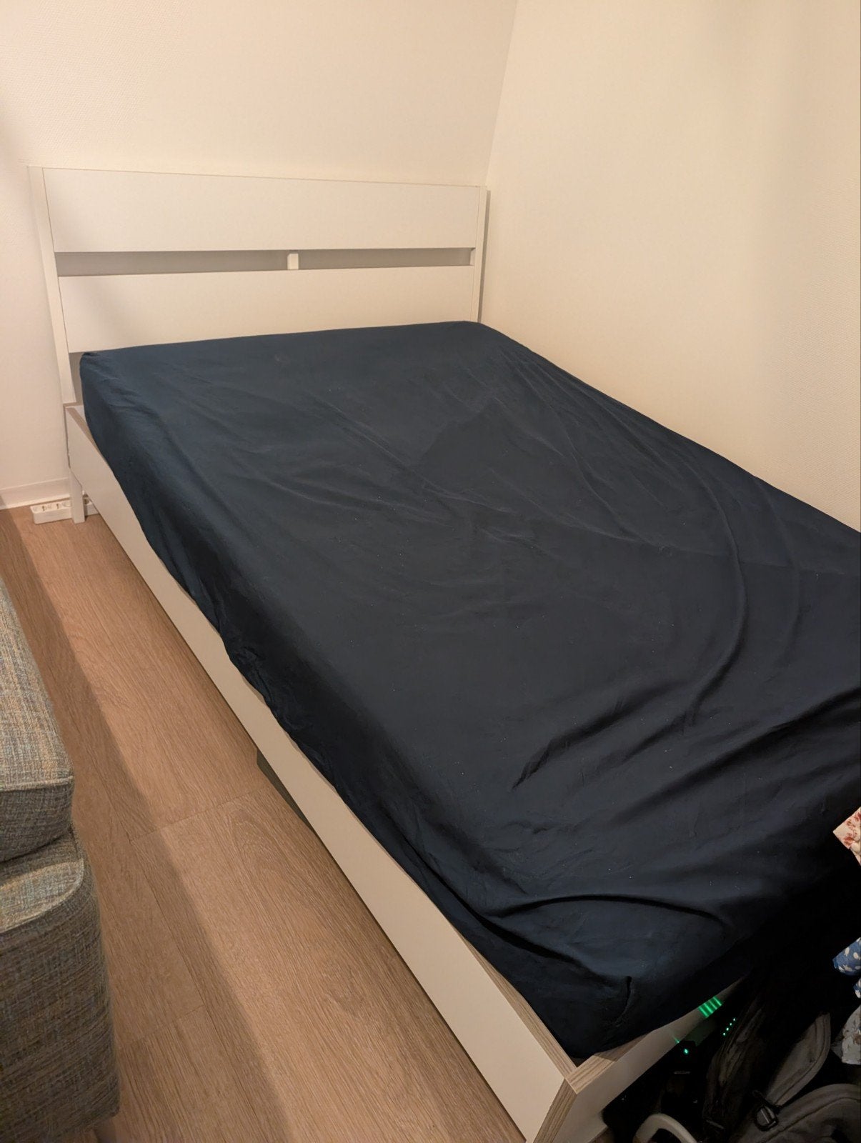 IKEA MALM bed (140x200) met HOVAG matras, Ophalen, Gebruikt, Wit, Tweepersoons