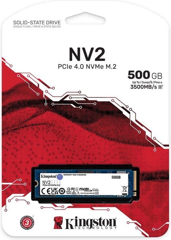 Kingston NV2 SSD (intern) 500GB NV2 M.2, Computers en Software, Harde schijven, Intern, Kingston, SSD, Nieuw