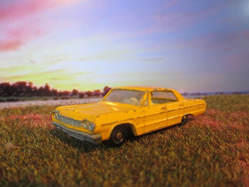 1:72 1963 Chevrolet Impala Taxi Lesney Nr.20 creme interieur, Ophalen of Verzenden, Gebruikt, Auto