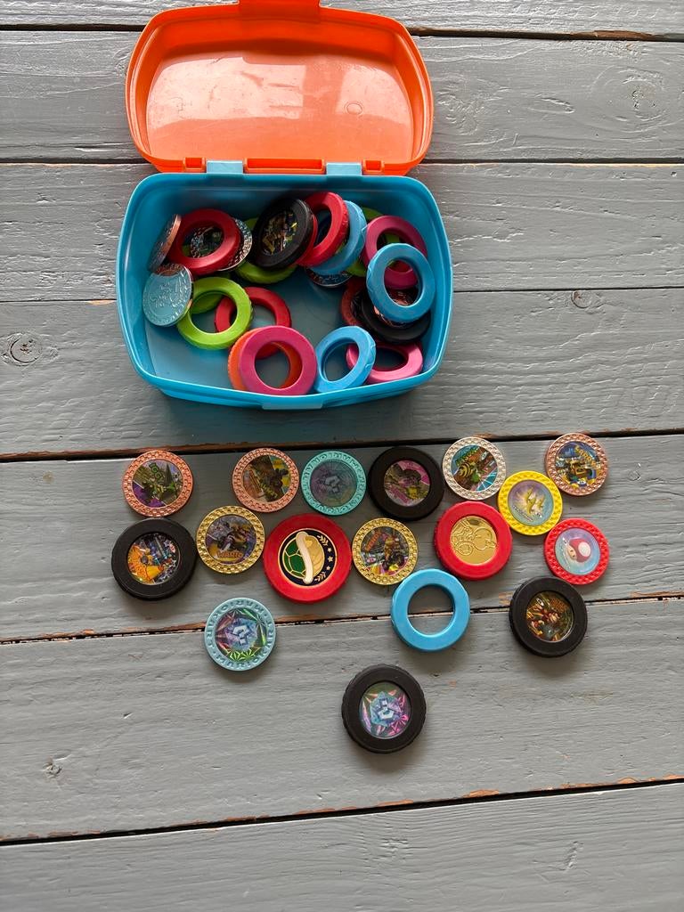Grote collectie oa Mario Kart Flippo's en ringen, PLUS aktie, Ophalen of Verzenden, Gebruikt
