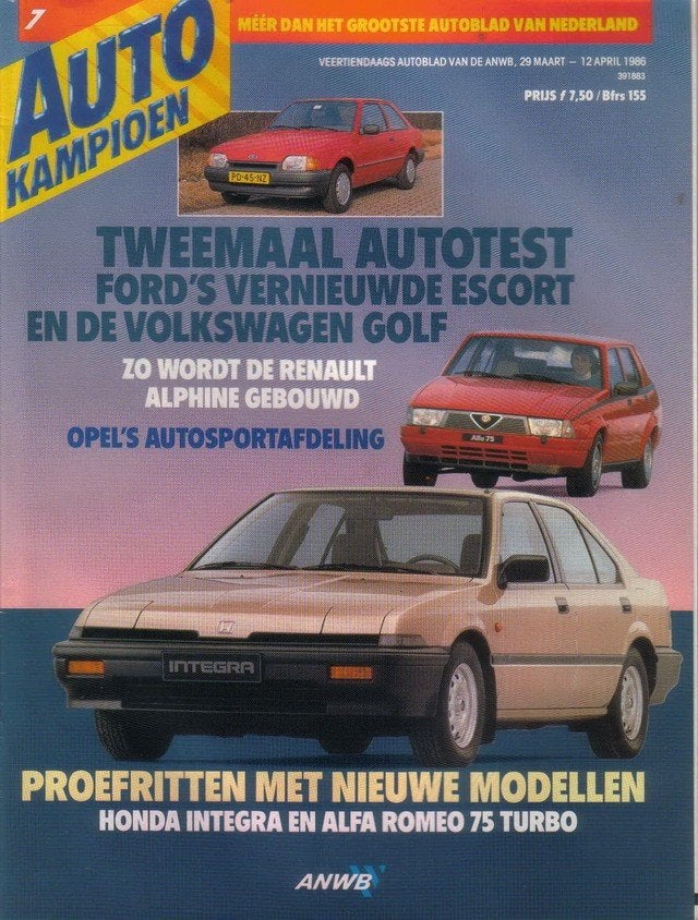 Autokampioen 7 1986 : Alfa Romeo 75 1.8 Turbo - VW Golf 1.3C, Ophalen of Verzenden, Gelezen, Algemeen