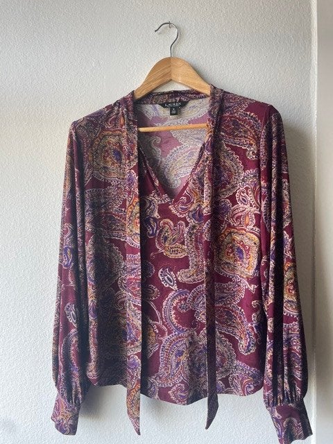 top paisley motief Ralf Lauren -bordeaux/paars (M), Maat 38/40 (M), Meerkleurig, Ophalen of Verzenden, Zo goed als nieuw