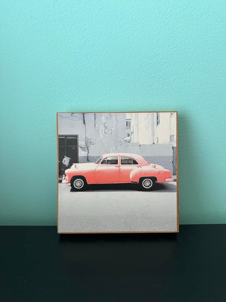 CANVAS - Auto | Roze | Popart | Klassiek | Old Timer | Retro, Ophalen of Verzenden, Zo goed als nieuw, Foto of Poster